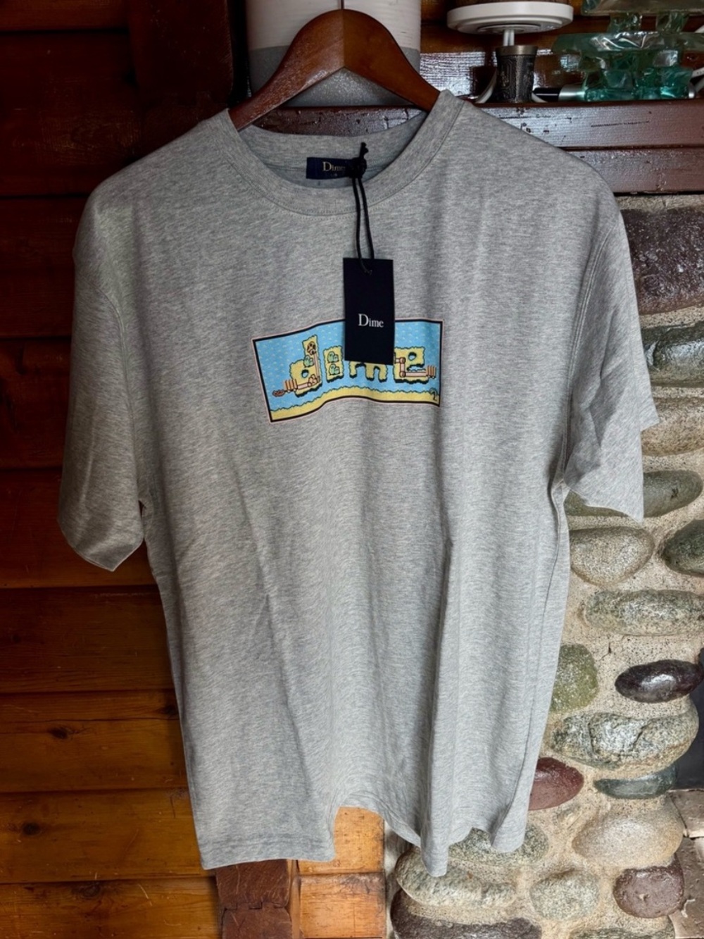 NWT Dime MTL 8-Bit Pixel Video Game Graphic Tee Grey NWT L